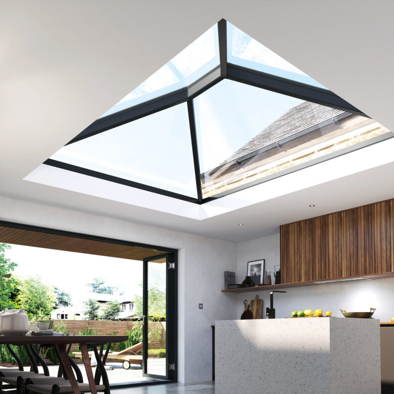 A Korniche 2.0 roof lantern flooding a space with light filled daylight and clean architectural lines.