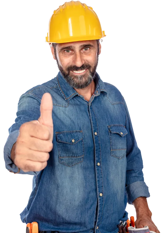 Image of a workman holding a yellow hardhat
